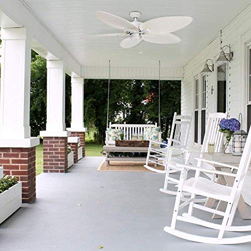 Honeywell Ceiling Fans Palm Island Tropical 52 Inch Ceiling Fan, Outdoor Ceiling Fan with Pull Chain, Dual Mount 5 Palm Leaf Blade Design, ETL Wet Rated, White (50200-01) - Image 10