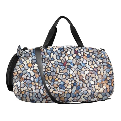 Colorful Stone Texture Gym Travel Duffel Bag with Shoe Compartment for Boys Girls - Gymnastics Sports Dance Football Travel Bag Teens Weekender Sleepover2