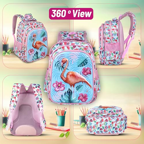 Image of Storite School Bag for Kids Girls 20L | Cute Waterproof Backpack with Chest Strap | Large Capacity Backpack with 180 Wide Opening|Bottle Pocket & Organizer | Primary Travel Bag