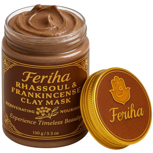 FERIHA Moroccan Rhassoul Clay Mask with Argan Oil & Frankincense Scent 5.3 oz