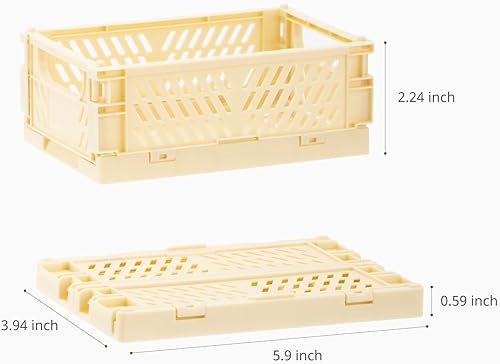Miniatura 2 de Paquete de 4 mini cajas de almacenamiento de plástico para cajón de estante de escritorio, organizadores de contenedores plegables apilables para