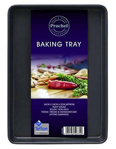 Prochef Medium Baking/Oven Tray, Premium Quality, Easy to Clean, Teflon Innovations Non-Stick Silicone Coating,Grey,packaging may vary