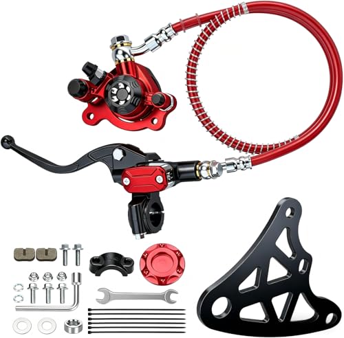 RZEOZU Mini Bike Hydraulic Brake Kit with Rear Caliper Mount Bracket Adapter Compatible with Monster Mega Moto 80cc 105cc MMB80 MMB105 Minibike Coleman RB100 Powersports Parts