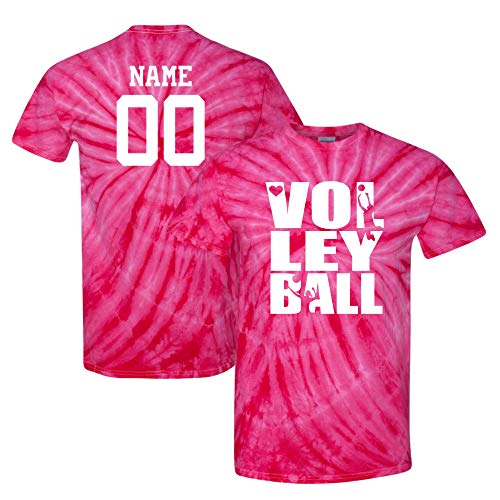 Custom Volleyball Tie Dye T-Shirt Stacked Logo