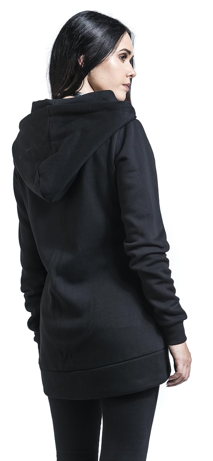 Black Premium by EMP Damen schwarzer Basic Kapuzenzipper - Klassischer Hoodie mit Reißverschluss und Taschen