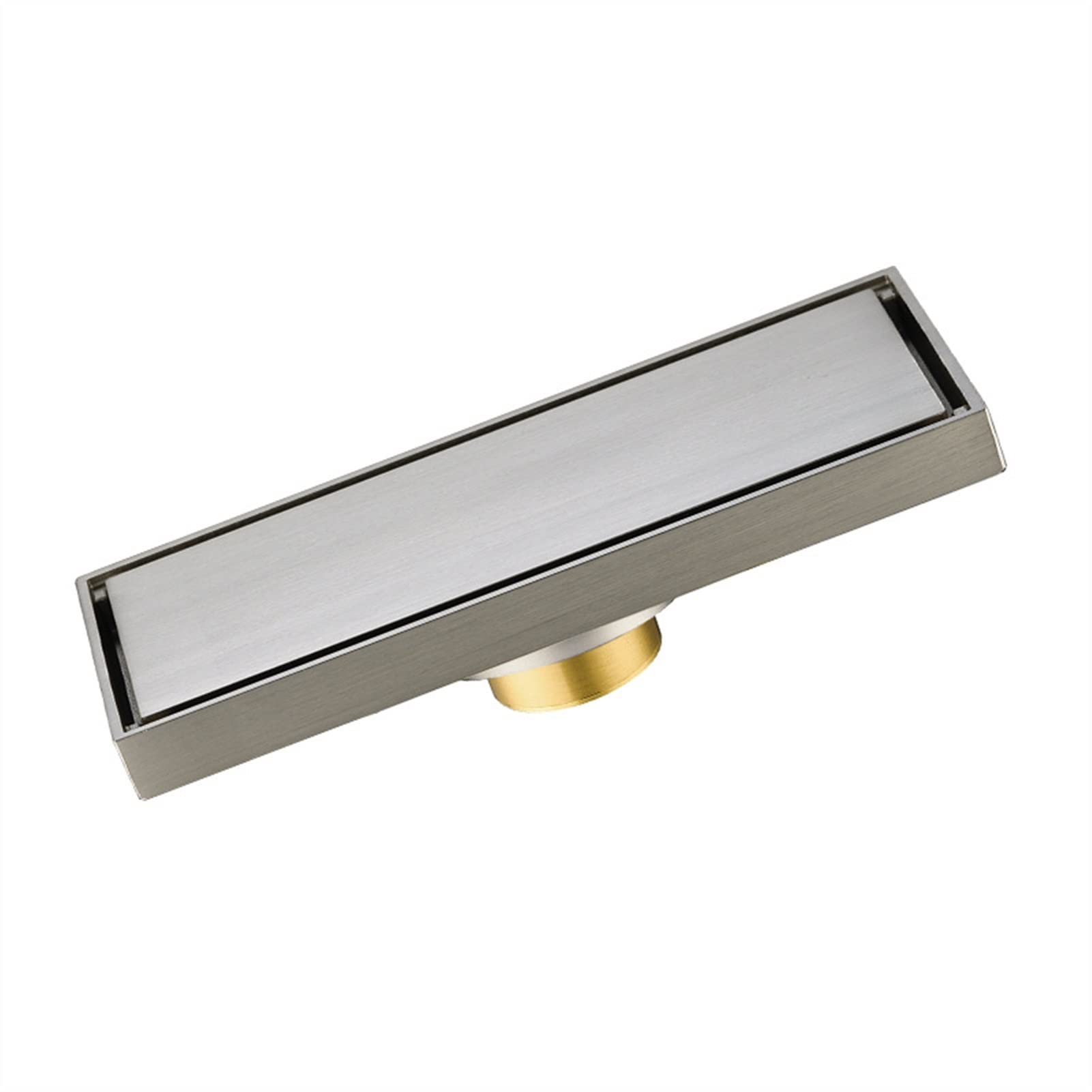 Podłużny odpływ łazienkowy, Odpływ podłogowy prysznica, liniowy odpływ prysznicowy, mosiężny niewidoczny prostokątny(Brushed,30x8cm(11.8x3.1Inch))