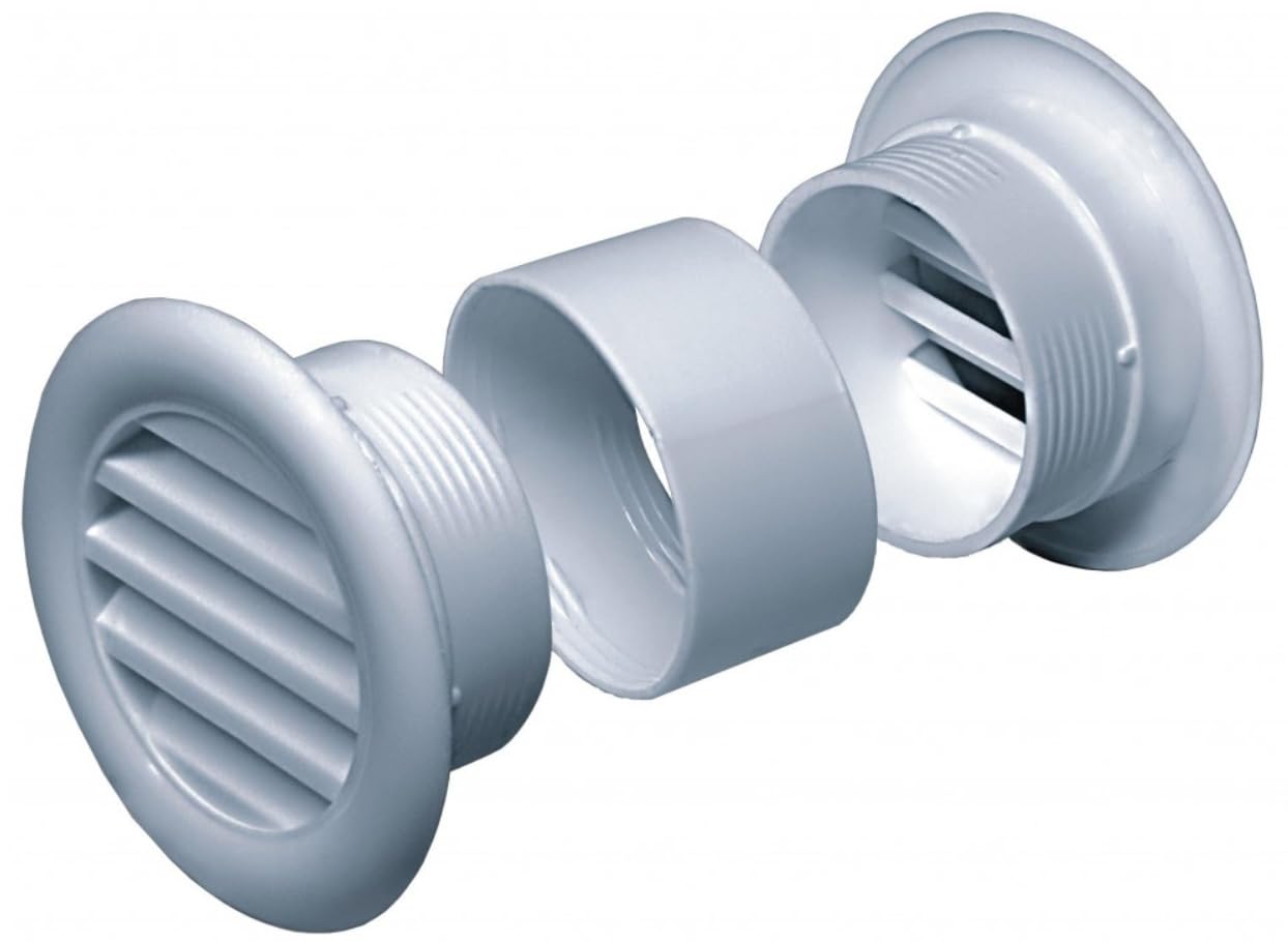 Awenta Standard White Bathroom Door Mini Circle Air Vent Grille 40Mm / 1.57" Two Sided Round Ventilation Ducting Cover Furniture Soffit Grid T71