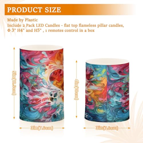Image of ALAZA Color Hearts Flickering Flameless Candles Battery Operated with Remote Timer,Tea Light Candles LED Pillar Votive Candles Set of 2 for Outdoor Indoor Decorations