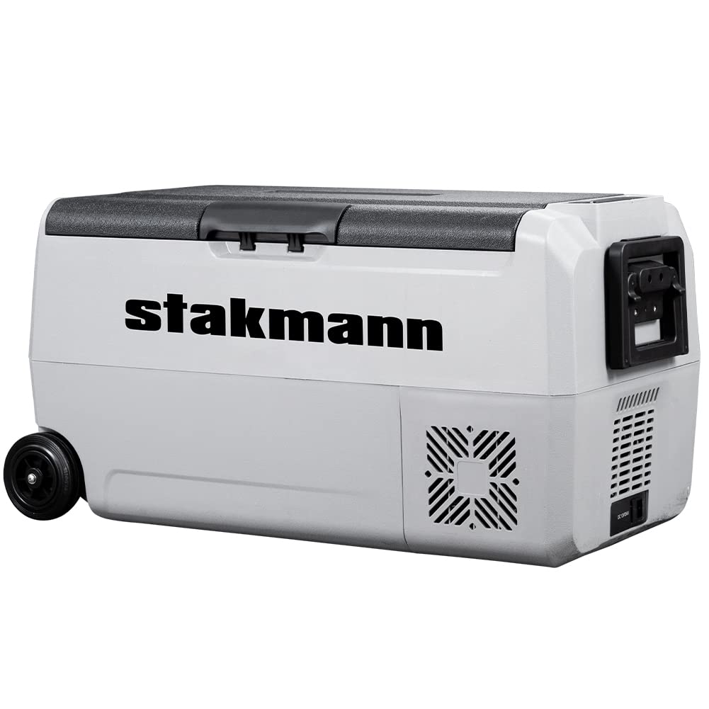 Frigorifero Portatile con Compressore 12V 220V, Frigo Congelatore con 2 Scomparti, Ruote e Manici Laterali, AC-DC 12/24 V, Ideale per Auto, Camper, Barca, Viaggi, Picnic (36 Litri)