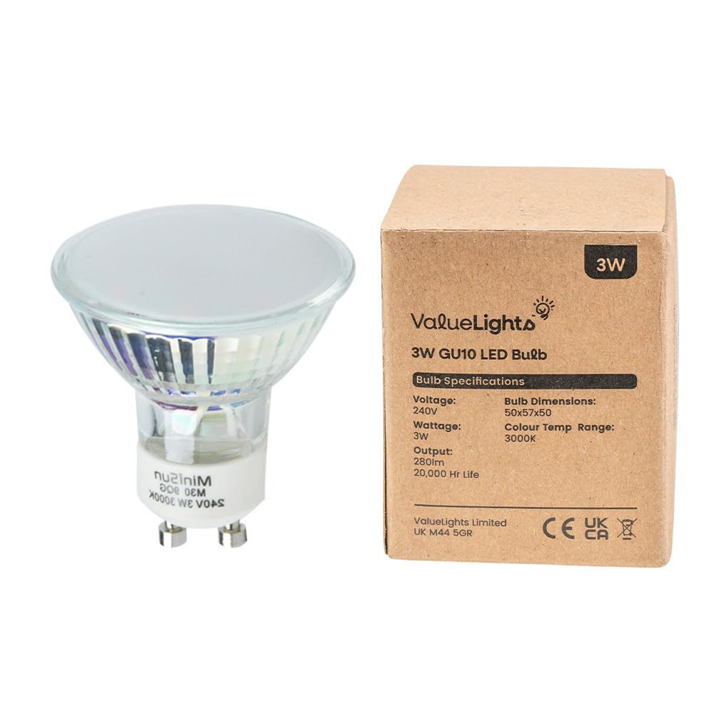 Minisun 3W 3000K | 3W Gu10 Energy Saving Led Light Bulb | Led Bulbs, Home Décor & Improvement Essential | 3000K Warm White