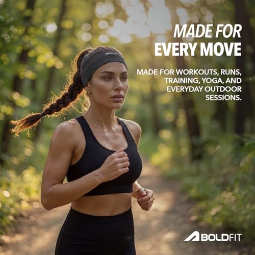 Image of Boldfit Head Band for Men & Women Unisex Gym Hair Band Sweat-Wicking Wide Headband for Workout, Running, Sports & Outdoor Fitness Stretchable, Skin-Friendly, Free Size Hair Accessories