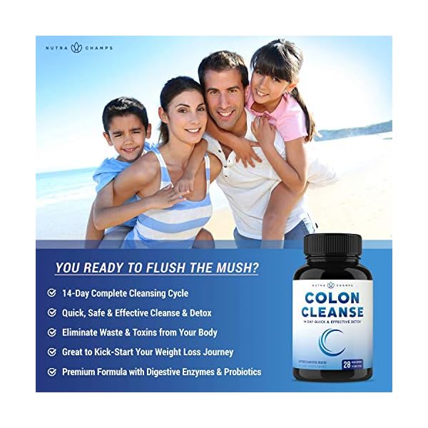 Colon Cleanse & Detox for Weight Loss [14 Day Quick Cleanser] Safe & Effective Formula with Probiotic & Digestive Enzymes for Constipation Relief - Capsules Supplement to Flush Toxins & Boost Energy
