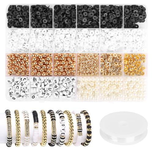 Image of SANNIDHI DIY Bracelet Making Kit Clay Disc Clay Alphabet Beads for Bracelet Making Set for Adults Girls 7-14 Years Beaded Craft Kit for DIY Necklaces Ankle Chain Phone Charms