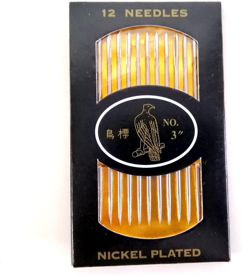 Size 3” 12 pcs. Large Eye Sewing Needles Sharp Hand Stitching Crafting Leather Embroidery Craft Hobbies DIY