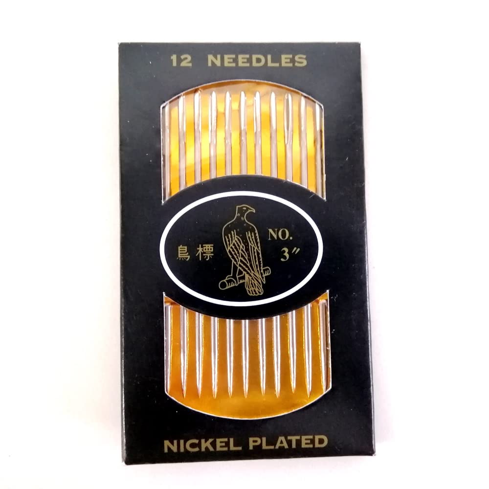 POPPIP Size 3” 12 pcs. Large Eye Sewing Needles Sharp Hand Stitching Crafting Leather Embroidery Craft Hobbies DIY