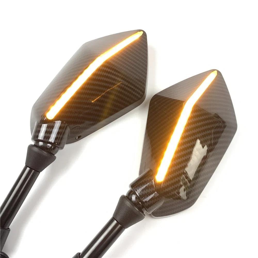 Specchietti Laterali Convessi 8/10 Mm In Fibra Di Carbonio – Specchietti Retrovisori Per Moto E Scooter (Coppia Da 2 Pezzi)(8mm Carbon)