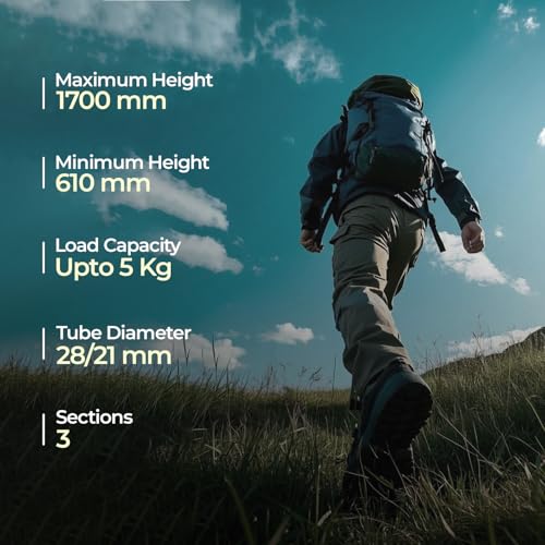 Image of HIFFIN HTR-500 1700mm Lightweight Tripod with Mobile Holder & Carry Bag | 5kg Load Capacity | 3-Section Adjustable Stand for DSLR, Camera & Smartphone | Portable & Stable Tripod Stand