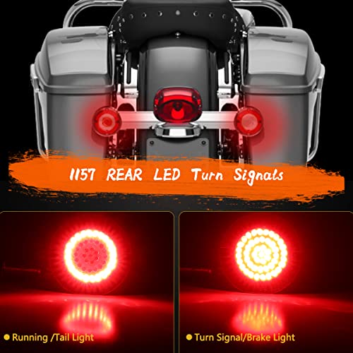 Motoparacc 1157 Front Rear Flat Led Turn Signals, Motorcycle Rear Brake Light For Harley Touring, Sportster, Street Glide #TOP4