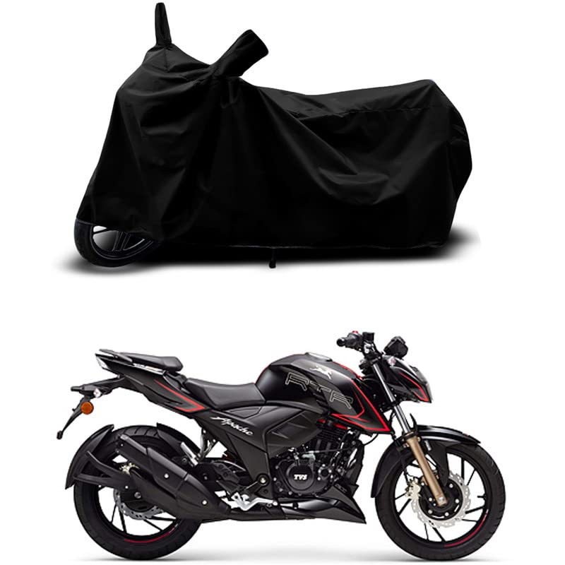 Image of 100% Scratchproof /UV-Rays /Heat Protection /Birds Dropping /Water Resistant /Dust Proof /Waterproof /Full Bike Scooty Two Wheeler Body Cover Compatible for Apache RTR 200 4V All Varients[Black]