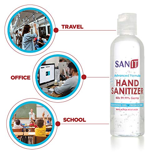 Sanit Moisturizing Hand Sanitizer Gel 70% Alcohol, With Pump - Kills 99.99% Germs, Advanced Formula With Vitamin E And Aloe Vera - Soothing Gel, Fresh Scent, Made In Usa - 4 Oz #TOP1