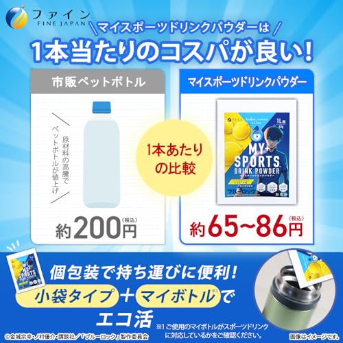 ファイン(FINE JAPAN) ファインプロ スポーツドリンク パウダー レモネード味 200g(40g×10袋) 粉 クエン酸 ビタミンC カルシウム ハイポトニック 配合 国内生産 10枚目