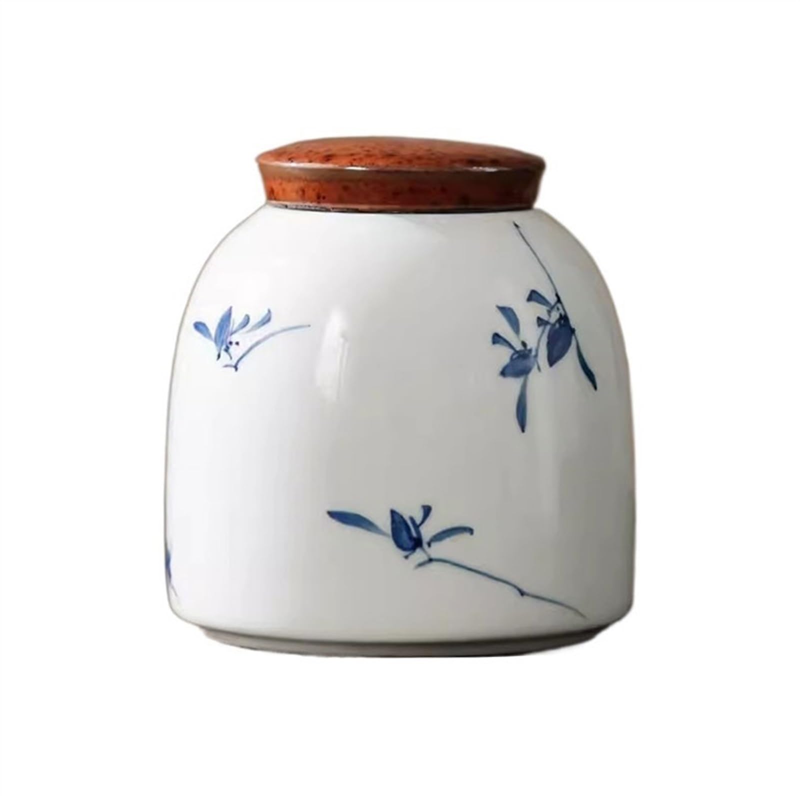 zhangrui1888 Tea Canister Hand-painted Butterfly Orchid Tea Canister Ceramic Warehouse Household Chinese High-grade Sealing Jar Small Storage Tea Storage