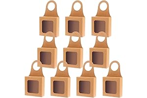 Teensery Kraft Paper Wine Bottle Box, Pack of 10 Hanging Foldable Gift Display Boxes