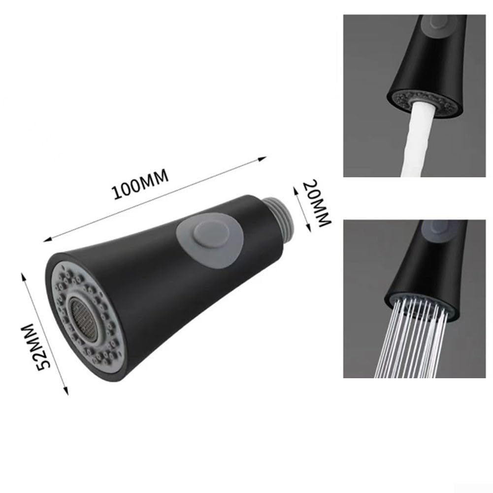 Ensemble de pulvérisation de robinet de cuisine extractible avec capacité de débit en deux étapes conçu pour un montage standard de 1,27 cm (noir)