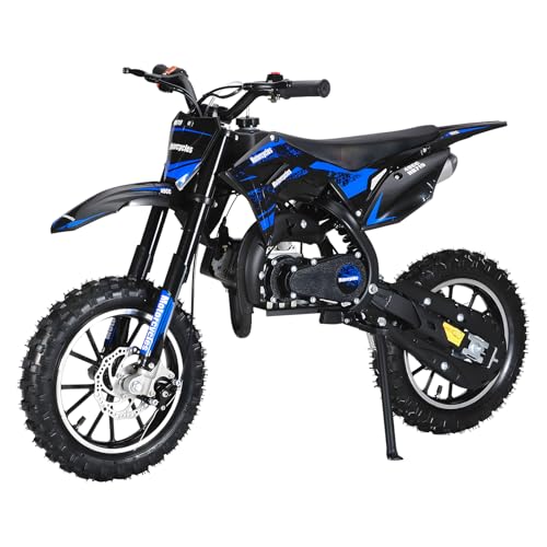 Image of 50cc Dirt Bike for Adults & Kids-Kids Dirt Bike 2-Stroke Gas Powered Off Road Motorcycle Mini Bikes with Speeds up to 40 MPH for Uphill and Off-Road Conditions Pull Start ﻿ (Blue)