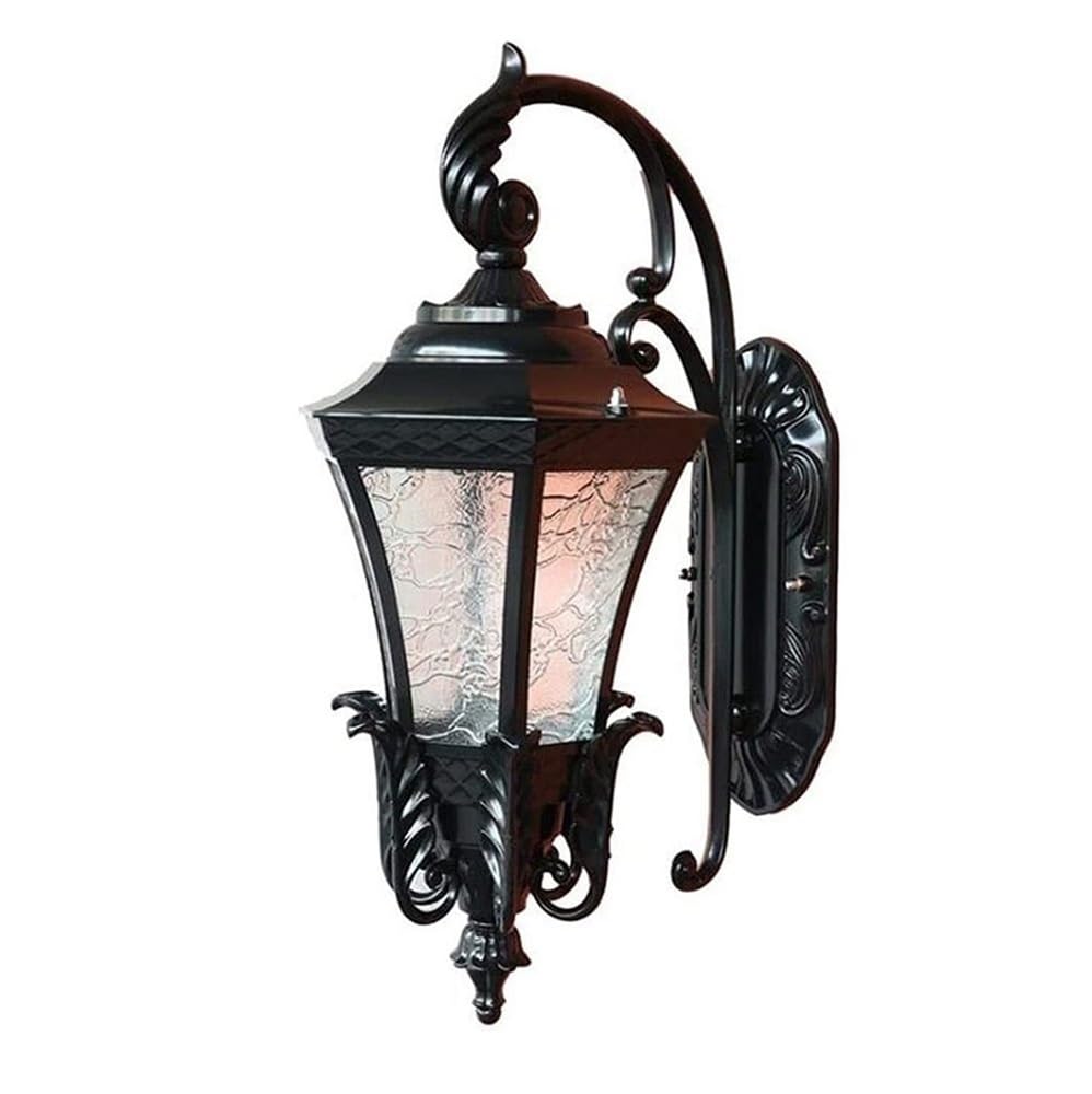 OZBMA Clear Glass Shade Wall Sconce European Style Aluminum Light Outdoor Waterproof Lamp for Garden Aisle Corridor Hallway Garage(Black)