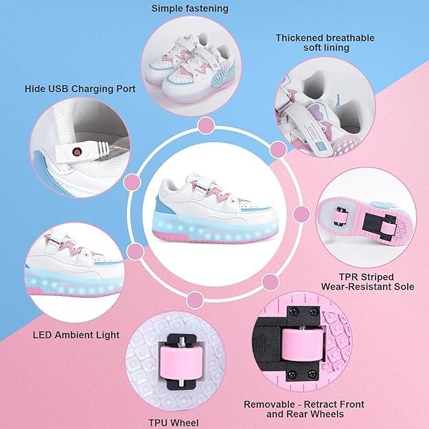 Image of Retractable Roller Shoes & Girl Sneaker, Adjustable Roller Skates Suitable for School and Outdoor Activities