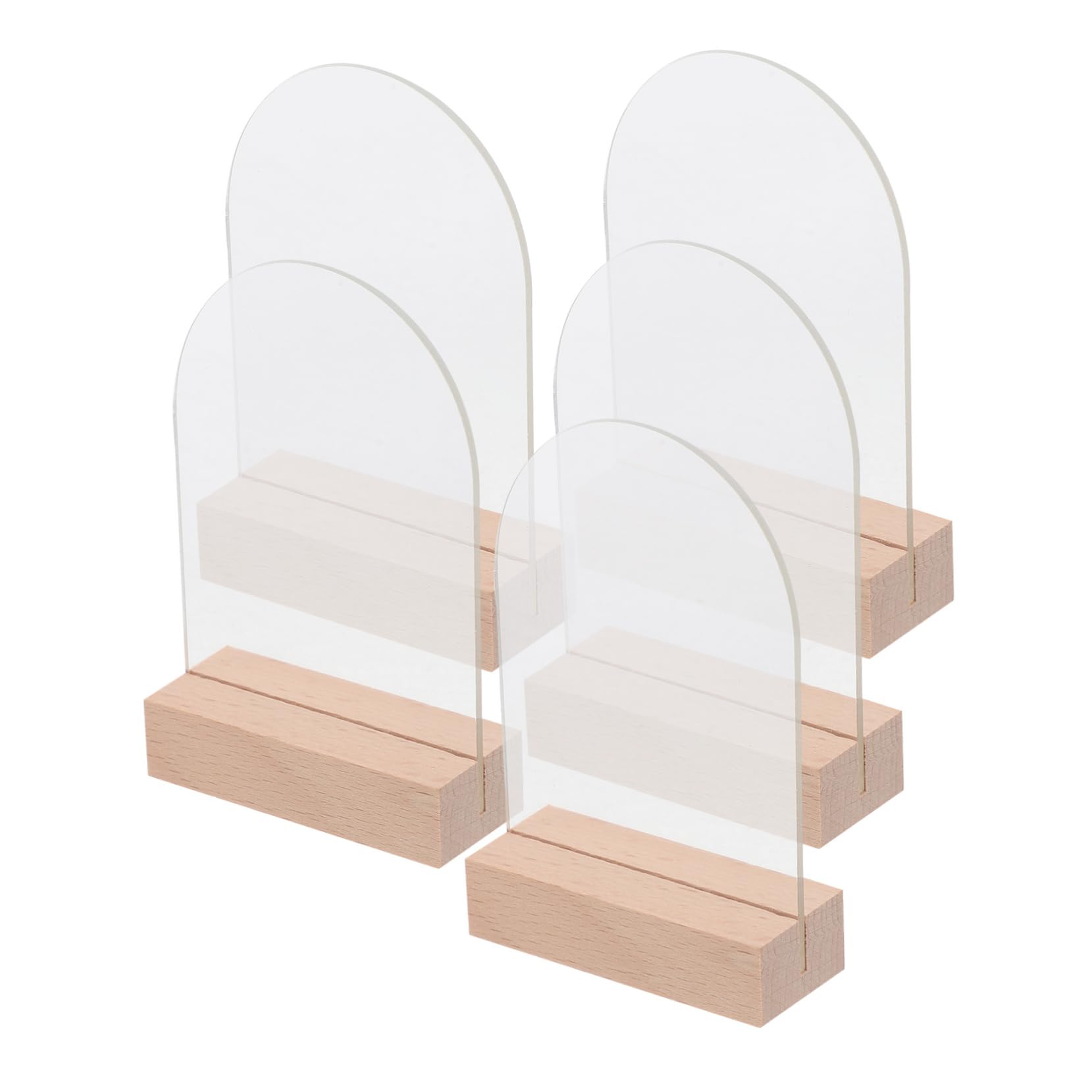 TOPPERFUN 5pcs Acrylic Sign Holders Table Top Menu Stands Double Sided Sign Base for Display