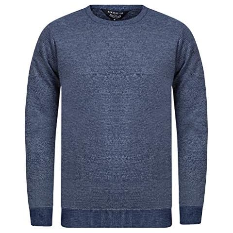 Kensington Eastside Men's Birdseye Knit Pique Crew Neck Jumper - Blue/White - L Cover