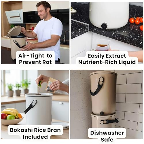 Wiggly Wigglers Compost Bin Organko Odour Free Indoor Composting Countertop Kitchen Composter Bins (1 Cappuccino Bin) - Image 4