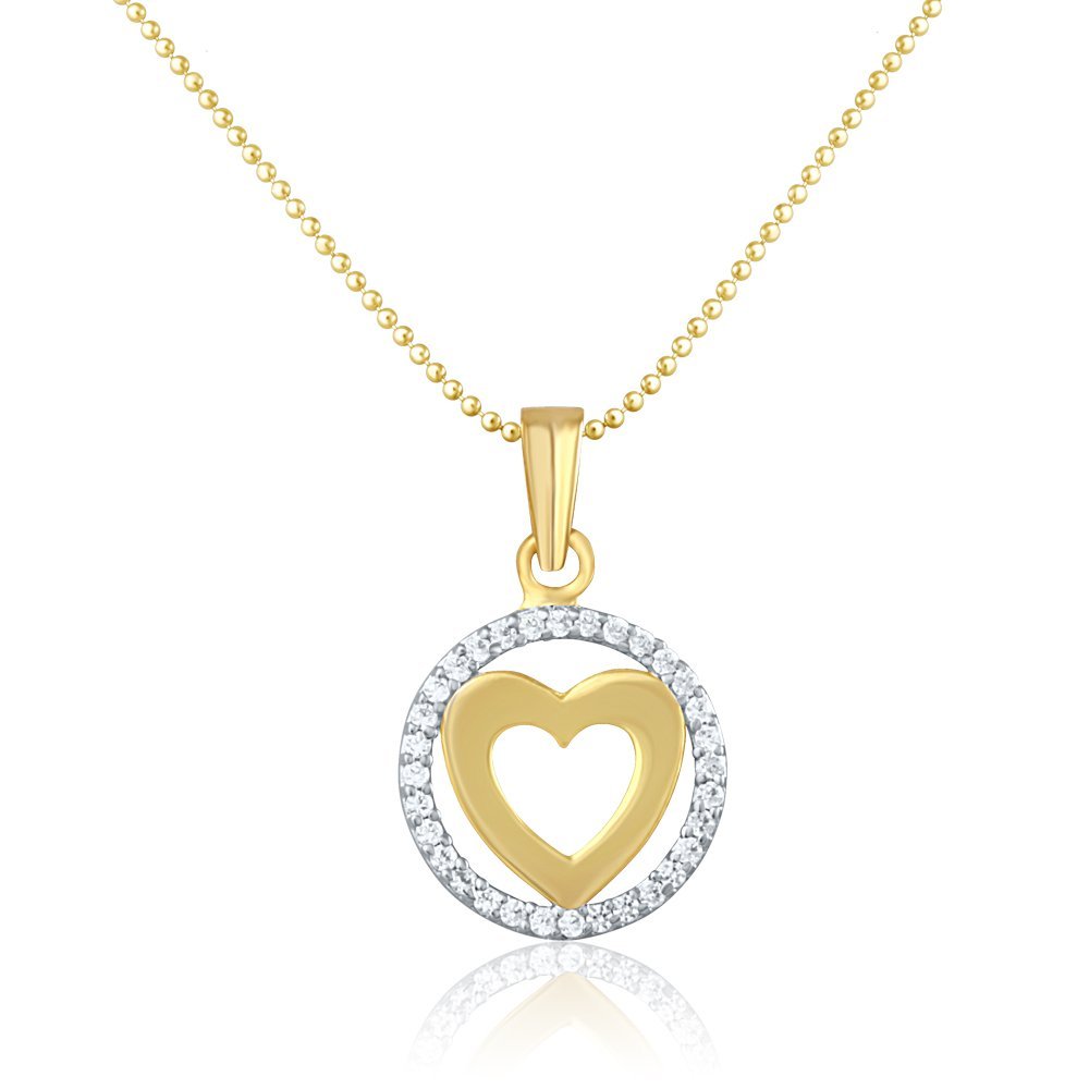 Mahi Gold Plated Aureole Heart Pendant for Women with CZ and Ball Chain PS1101465G