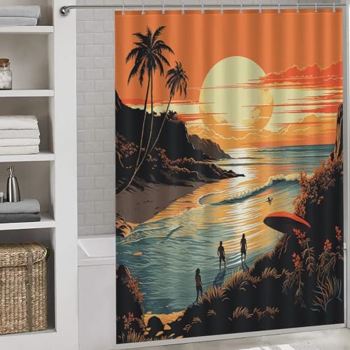 Rideau de douche imperméable de qualité supérieure 168 x 183 cm style Endless Summer