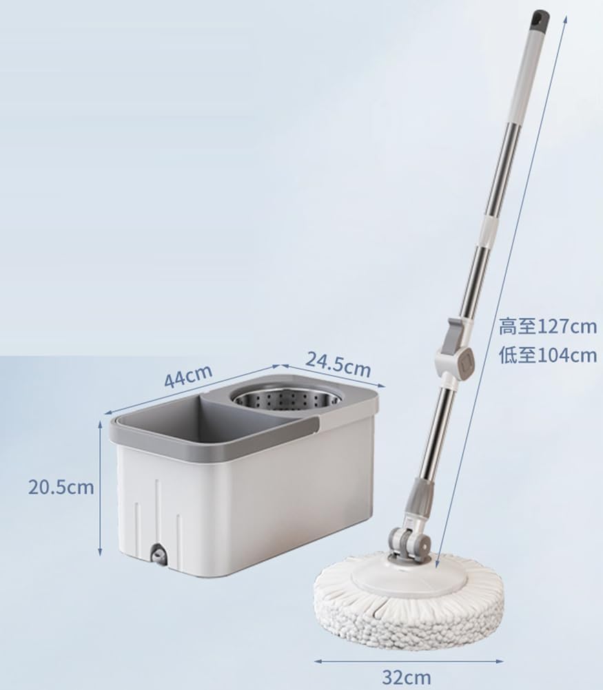 Mop and Buckets Sets – 360° Rotating Spin Mop with Wringer System – Adjustable Stainless Steel Handle for Home, Office, Tiles, Wood, Laminate Floors Cleaning