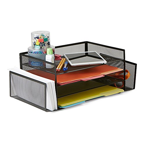 Mind Reader Desk Organizer with 2 Side Storage Compartments, Black