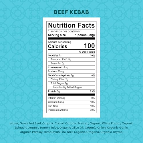 Image of Serenity Kids 7+ Months World Explorers Baby Food Pouches Puree Made With Ethically Sourced Meats & Organic Veggies | 3.5 Ounce BPA-Free Pouch | Beef Kebab | 1 Count