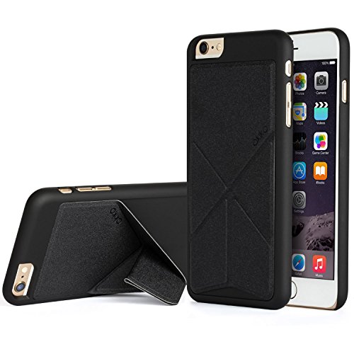 Akiko iPhone 6 6s Plus Case, Stand Case [Origami Series] Ultimate Protection Scratch Proof Soft Interior Leather HardCase with [Foldable 2-Way Stand Feature] for iPhone 6 6s Plus, Black