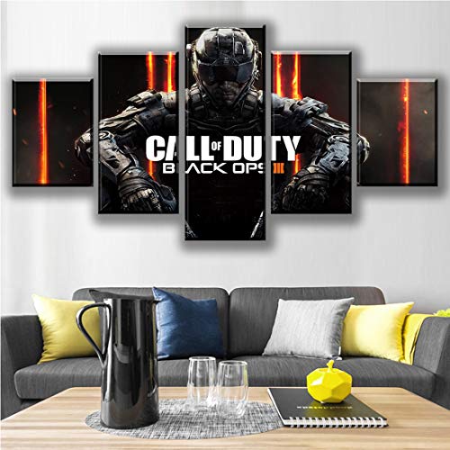 Angle&H Segeltuch Gemälde HD-Druck Wandkunst 5 Stücke Black Ops 4 Call Duty Spiel Bilder Modular Abstrakt Poster Wohnzimmer Dekor,A,40x60x2+40x100x1+40x80x2