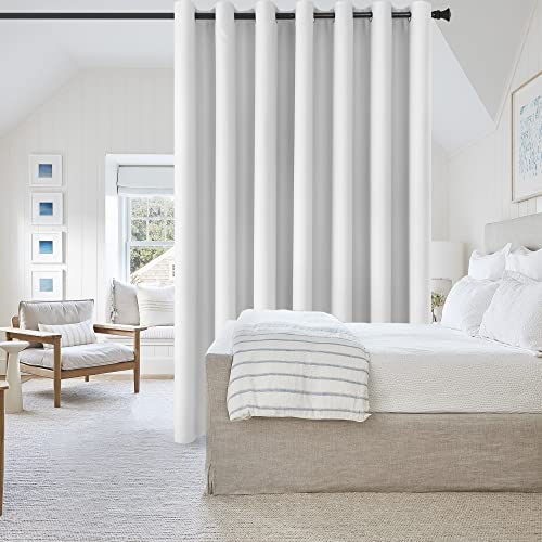 Image of DWCN Total Privacy Room Divider Blackout Curtain for Patio Door, Living Room, Bedroom Partition and Shared Office Space, 1 Grommet Curtain Panel, 8.3ft Wide x 9ft Tall, Greyish White