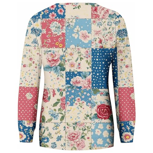 hlysgo Sweatshirt for Women Plus Size Fall Tops Vintage Patchwork Long Sleeve Pullover Casual Loose Crew Neck Sweat Shirts4