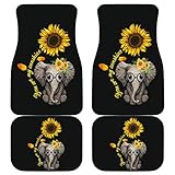 CHICKYSHIRT Elephant You are My Sunshine Sunflower Customized Car Floor Mat, Universal Fit Auto...