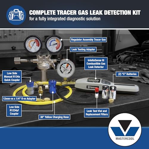 Image of Mastercool 53551 Automotive A /C Tracer Gas Leak Detection Kit, 95% Nitrogen / 5% Hydrogen System, Includes 55975 IntellaSense III Detector, R134a & R1234yf Compatible
