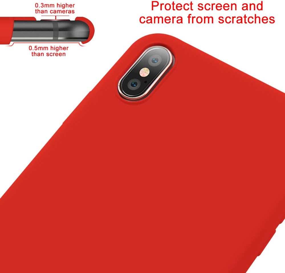 Tercare iPhone X Case, iPhone Xs Case, Anti-Scratch Cases for iPhone X/XS, Silicone iPhone X/XS Cases with Microfiber Cloth Cushion Lining (Red)