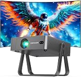 [Ultra-Slim 1.97'| Built-in Apps | AI Auto Focus | 360° Stand] Smart Mini Projector with WiFi 6 & Bluetooth, Built-in Apps, DBPOWER N5 Movie Projector for Bedroom (Grey)