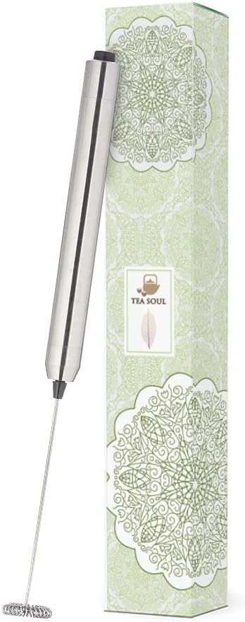 TEA SOUL Electric Frother Whisk Mixer for Matcha Tea/Cappuccino/Juice/Egg, Steel