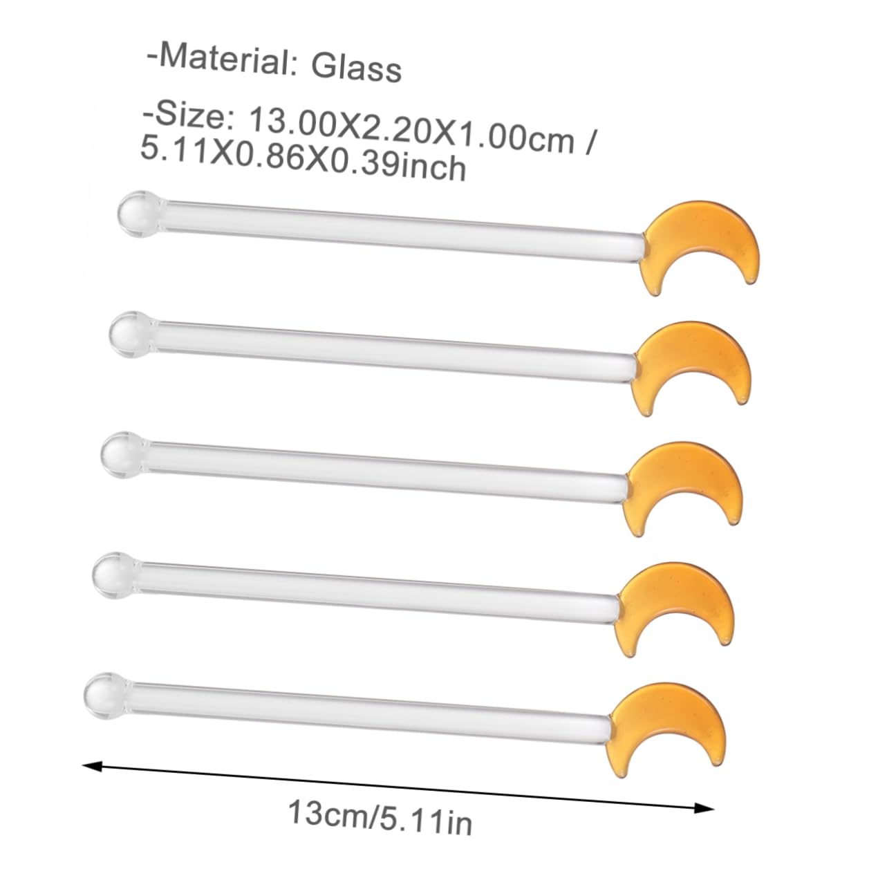 Unomor 5Pcs Clear Glass Mixing Sticks Portable Swizzle Stick for Cocktails and Wine Reusable Barware Utensils for Home and Commercial Use