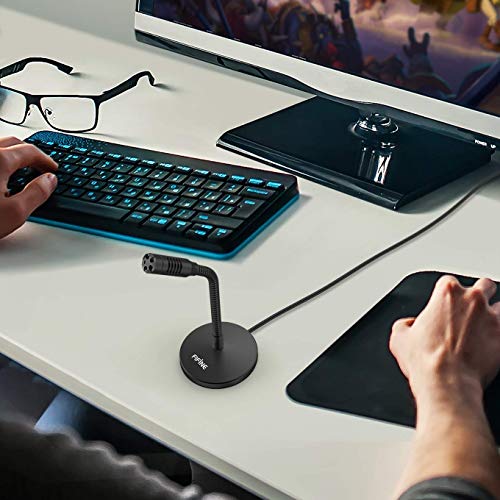 FIFINE Microfono USB Mini a Collo di Cigno per dettatura e Registrazione, Microfono Condensatore Professionale da Tavolo per PC Laptop. Plug And Play - K050